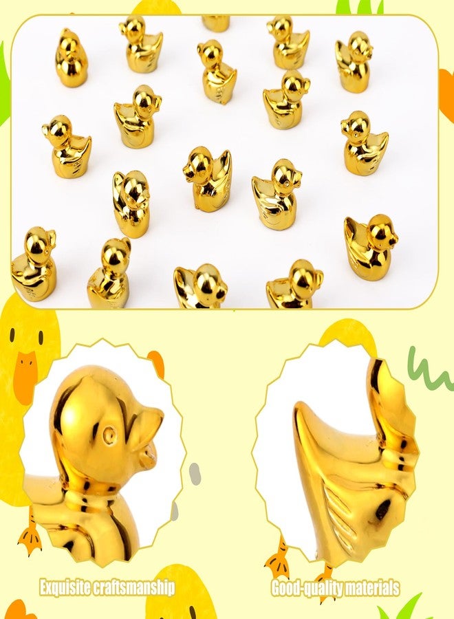 Penitue 100pcs Mini Golden Ducks, Resin Tiny Duck Figures Collectible Animal Statue for Micro Garden Landscape Cake Decor & DIY Craft Party - Image 4